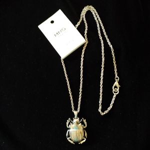 SCARAB PENDANT NECKLACE (SILVER TONE) NWT